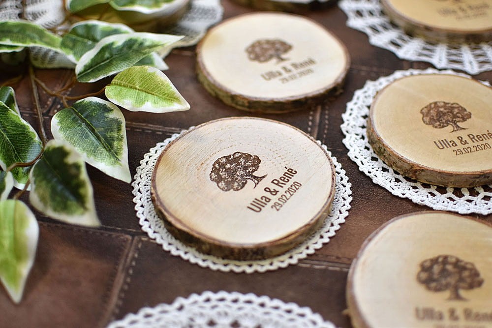 polska firma podkładki pod kubek z plastrów drewna ze wzorem drzewa