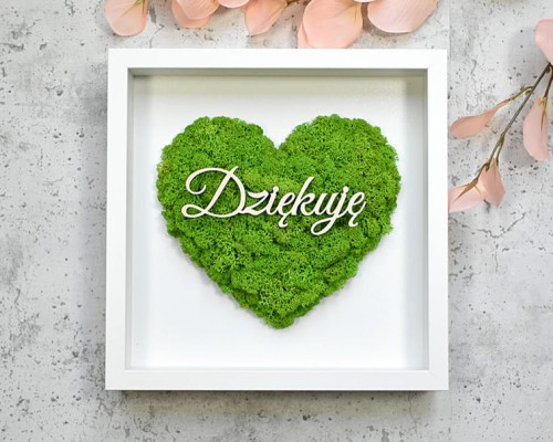 podziękowanie dla Mamy Taty od Młodej Pary obraz serce mech napis Dziękujemy