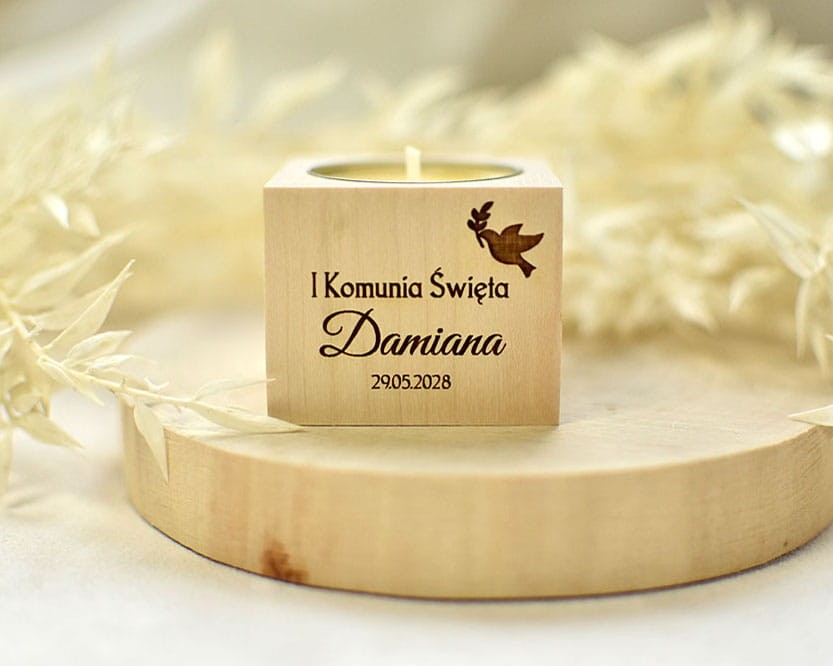 Boho świecznik do podgrzewaczy jako drobny upominek dla gości.