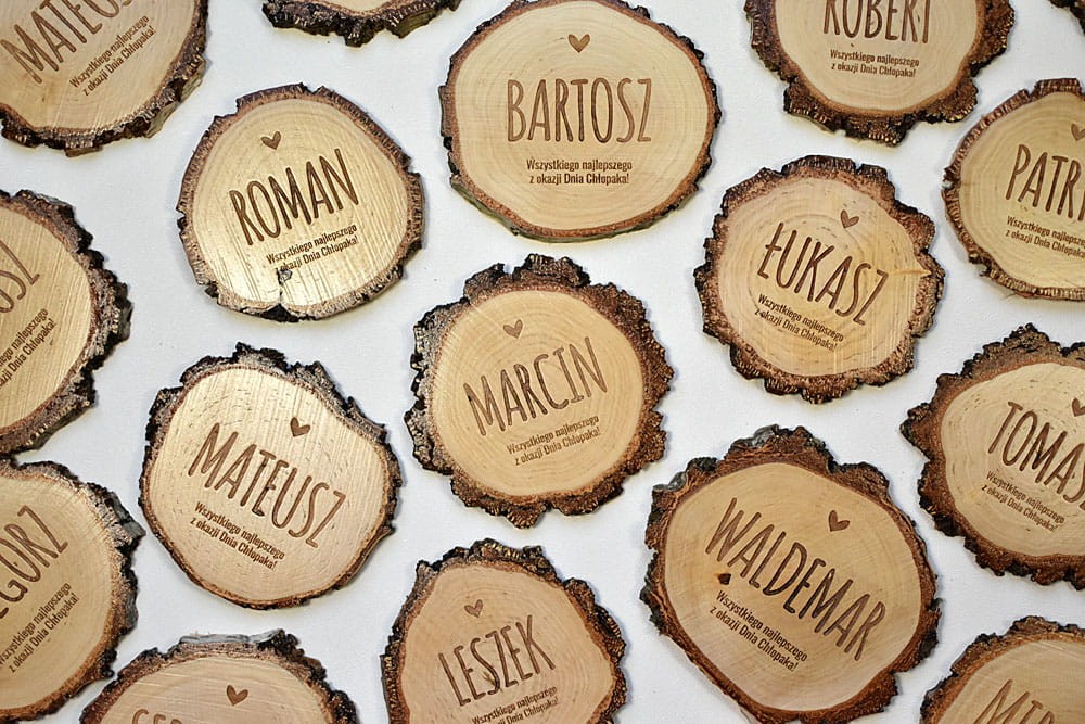 podkładki pod kubki na Dzień Chłopaka, plaster brzozy z grubą korą