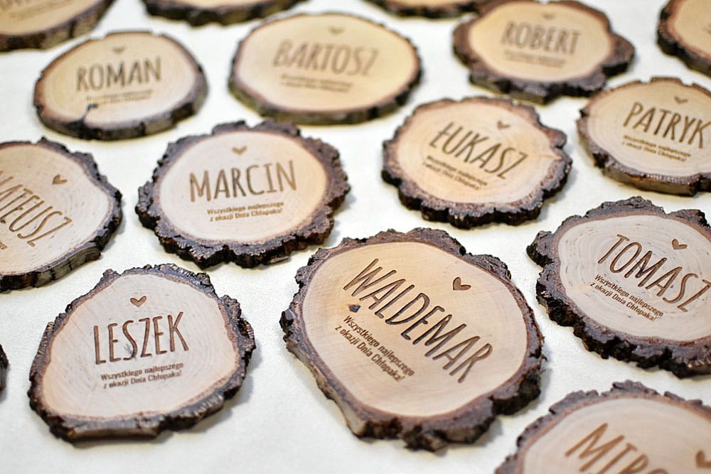 podkładki pod kubki na Dzień Chłopaka, plaster brzozy z grubą korą