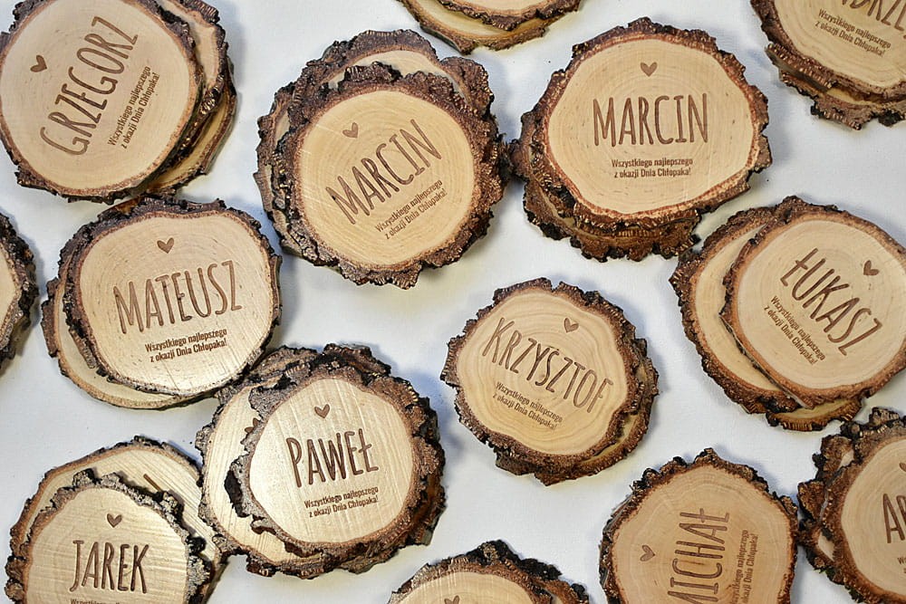 podkładki pod kubki na Dzień Chłopaka, plaster brzozy z grubą korą