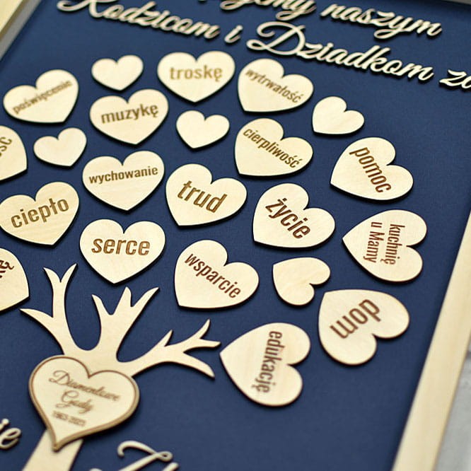 prezent na jubileusz 60 lat małżeństwa obraz drzewko z podziękowaniami dla dziadków rodziców