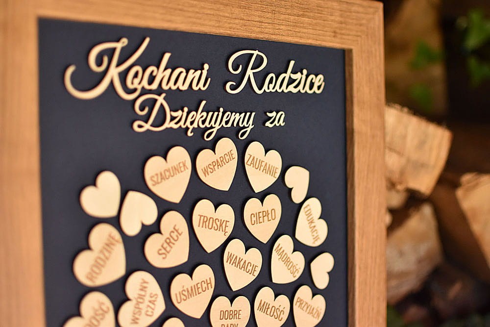 złote gody prezent dla rodziców od dzieci drzewko z sercami z podziękowaniami