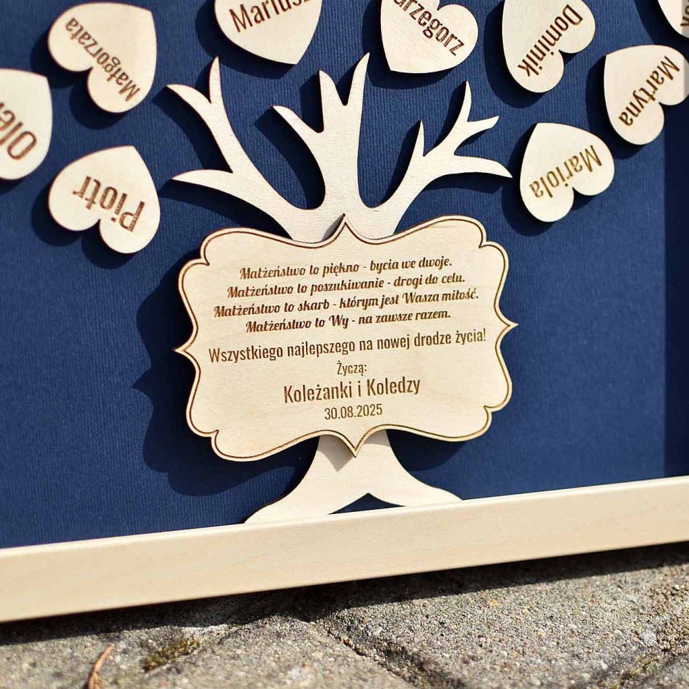 drzewko szczęścia obraz tabliczka z dedykacją od firmy prezent ślubny dla pracownika