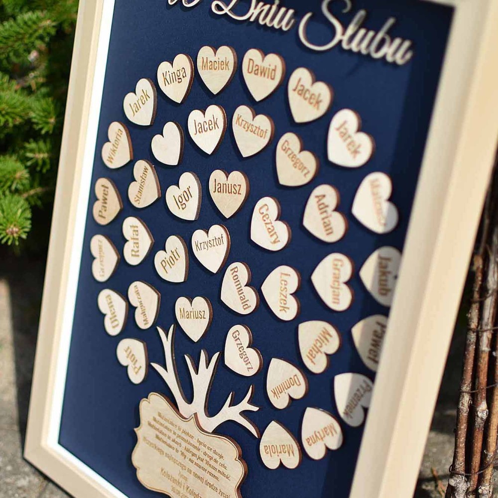 obraz 3d drzewko z imionami zespołu prezent od delegacji z pracy