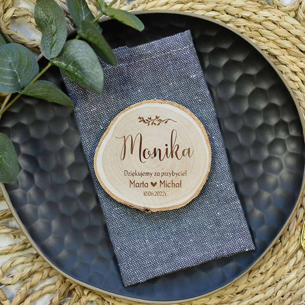 3w1! rustykalna winietka + upominek dla gości + magnes plaster drewna