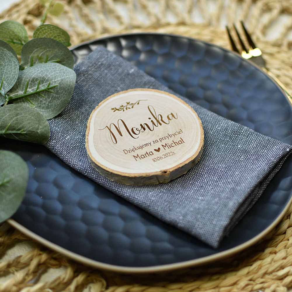 3w1! rustykalna winietka + upominek dla gości + magnes plaster drewna