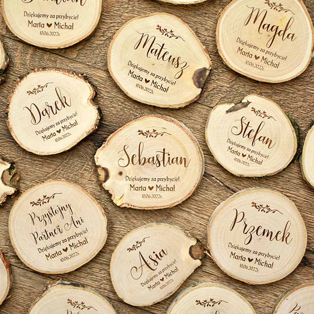 3w1! rustykalna winietka + upominek dla gości + magnes plaster drewna