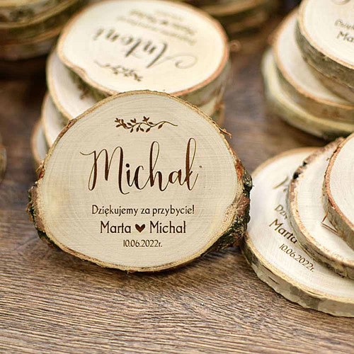 3w1! rustykalna winietka + upominek dla gości + magnes plaster drewna