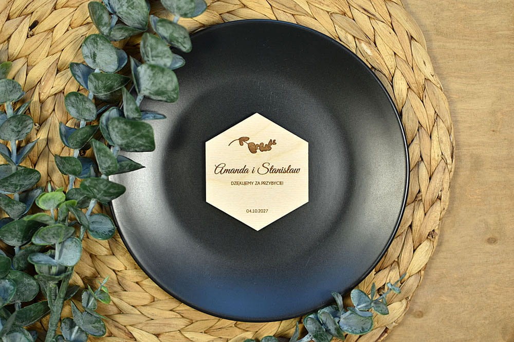 podziękowania dla gości weselnych za przybycie, magnes na lodówkę heksagon